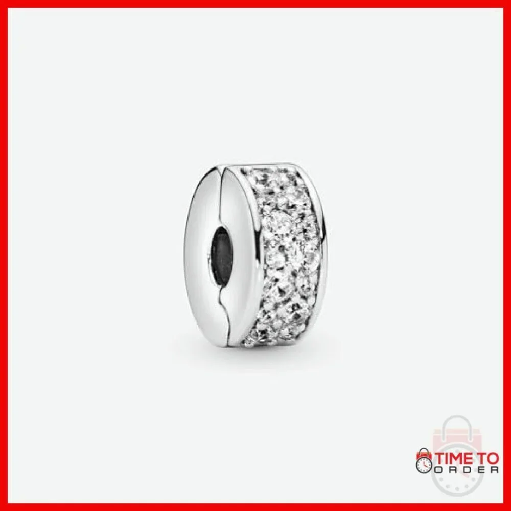 Sterling Silver Cubic Zirconia Clip Charm for Bracelets